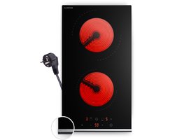 Klarstein Verosteel keramische kookplaat - 30 cm Verosteel VTC, elektrische kookplaat met 2 zones en touchslider, 3000 W, timer, kinderslot en restwarmte-indicator, makkelijk schoon te maken glas voor moderne keukens