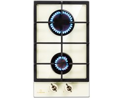 Klarstein Victoria - Gaskookplaat, Inbouw, Sabaf-Brander, Aardgas/Propaan, Veiligheidsventielen, Automatische Uitschakeling, Gietijzeren Pannendragers, Retro-Look Glaskeramiek, 2 Branders, Wit