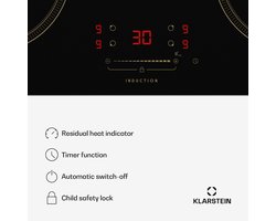 Klarstein Victoria inductiekookplaat – 4-zone inbouw inductiekookplaat, 7.000 W met boosters, schuifregelaar en timer, kinderslot, zwart design van 59 cm
