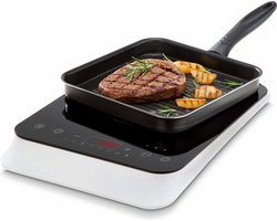 MEDION Inductiekookplaat (single, 2000 watt, inductiekookplaat, 8 automatische programma's, automatische panherkenning, sensor touch, LED-display, 10 temperatuurinstellingen, kristalglasplaat, MD 1849