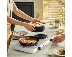 MMP®Elektrische Kookplaat 4 Pits - Elektrische Fornuis - Elektrische Kookplaat Vrijstaand - 4 Kookzones - Kinderslot - Wit - 46cm x 24cm x 6cm