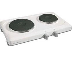 Rommelsbacher THS 2015 – Dubbele kookplaat – Gietijzeren kookzones – Twee zones (145 mm Ø & 180 mm Ø) – 15-minutentimers – Wit geëmailleerde behuizing