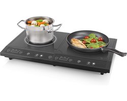 Royalty Line® DIP4000 Inductie Kookplaat Vrijstaand - 2 Platen - 3400W - 2 Kookzones - Ø25cm Inductiekookplaat - Elektrische Kookplaat 2 Pits - Zwart