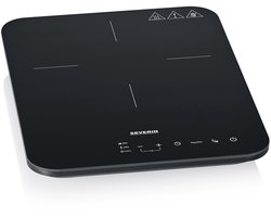 Severin KP 1032 Inductiekookplaat Slimline - 2.000 W - Panherkenning (Ø 22cm) - Touch-bedieningspaneel - Temperatuurinstelling 60-240 °C - Luxe mat glazen oppervlak voor minder vingerafdrukken - 1-pits - Timer - Kinderslot - Normale stekker