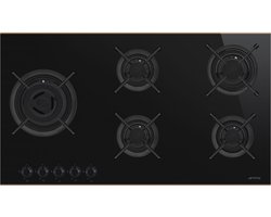 Smeg Dolce Stil Novo PV695LCNRDE kookplaat Zwart Ingebouwd 90 cm Gaskookplaat 5 zone(s)