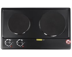 SOLVA Inductie Kookplaat Vrijstaand - Elektrische Kookplaat - 2 Pits - 6 Temperatuurstanden - 2500W - Knopbediening - Zwart