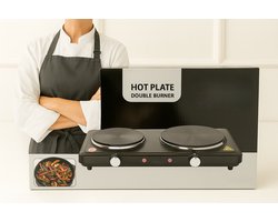 Teffo Dubbele Elektrische Kookplaat 2500W – 2 Pits Hot Plate – Kooktoestel met Instelbare Thermostaat – Ø155mm + Ø185mm – Draagbaar, Energiezuinig & Veilig – Voor Keuken, Studentenkamer, Studio & Camping