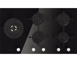 Whirlpool Gaskookplaat | Model GOA9523NB | Gas-op-Glas | 5 kookzones | 86 cm | Spiegelglas