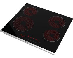 Wiggo WH-E674GC(B) - Inbouw Keramische kookplaat - 60 cm - 4 kookzones - Touch bediening - Zwart - 5 jaar garantie