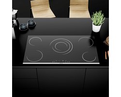 Wiggo WH-E975GC(B) - Inbouw Keramische kookplaat - 90 cm - 5 kookzones - Touch bediening - Zwart - 5 jaar garantie