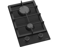 Wiggo WH-G332RD(B) - Inbouw Gaskookplaat - 30 cm - 2 Kookzones - Gietijzeren pannendragers - 5 jaar garantie - Zwart Geëmailleerd