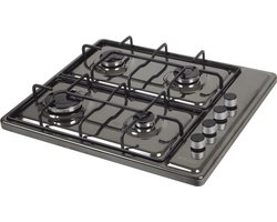 Wiggo WH-G604F(T) – Vrijstaande gaskookplaat – 60 cm – 4 kookzones – Geschikt voor aardgas en butaangas – Thermokoppel beveiliging – Titanium