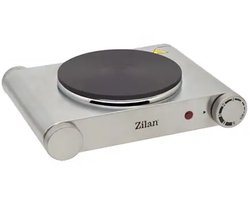 Zilan Elektrische Kookplaat 1500W – 1-Pits Draagbare Kookpit met Gietijzeren Plaat – RVS Behuizing, Traploze Thermostaat & Oververhittingsbeveiliging