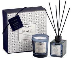Atelier Rebul Istanbul Bosphorus - Luxury Mini Home Geschenkset - Geurstokjes (50ml) + Geurkaars (65g) - Frisse & Aquatische geur