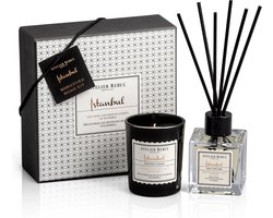Atelier Rebul Istanbul - Luxury Mini Home Geschenkset - Geurstokjes (50ml) + Geurkaars (65g) - Houtige & Kruidige geur