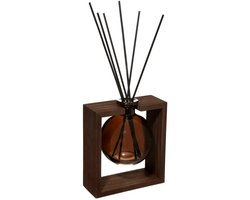 Atmosphera Geurstokjes in luxe houder - hout/glas - Amber - 250 ml - geurverspreider - interieurparfum