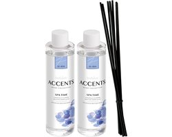 Bolsius Accents - Navulling Voor Geurstokjes - 2 x 200 ml - Spa Time - Inclusief 8 Fiber Geurstokjes