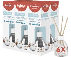 Bolsius True Scents - Geurstokjes - Fresh Cotton - 6 stuks - Voordeelverpakking - 60ml
