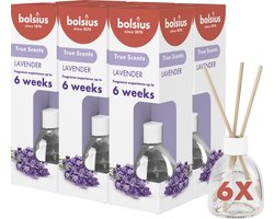 Bolsius True Scents - Geurstokjes - Lavendel - 6 stuks - Voordeelverpakking - 60ml