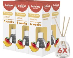 Bolsius True Scents - Geurstokjes - Mango - 6 stuks - Voordeelverpakking - 60ml