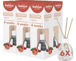 Bolsius True Scents - Geurstokjes - Peach - 6 stuks - Voordeelverpakking - 60ml