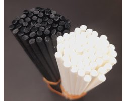 Combinatieset: Losse Geurstokjes 2x50st - Wit en Zwart - 20cm - Navulling Geurstokjes Aromatherapie - Fiber, Vezel