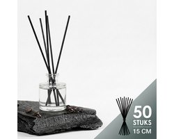 Consumerce® Zwarte Fiber Geurstokjes (50 stuks, 15cm) - Losse Navulling Sticks & Stokjes voor Diffuser - Premium Vezel Geurstok voor Parfum, Geur & Aromatherapie - Efficiënte Verspreider