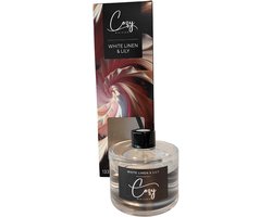 Cozy Maison - Geurstokjes White Linen & Lily – 133 ml – Rustgevende geur – Interieur