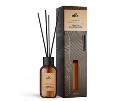 Elix - Geurstokjes Diffuser - Luchtverfrisser - Interieur Parfum - Reed Diffuser - Luxe Huisgeur 45 Dagen - Elegante Woonkamer, Slaapkamer & Kantoor Geur - 125ml - Vanilla Sandalwood