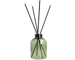 Geurstokjes houder glas Cilinder groen - Ring zwart