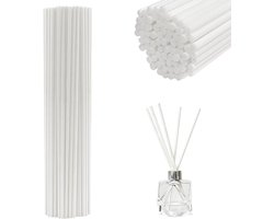 Geurstokjes Navulling - 60 Stuks - Geurverspreiders - 20cmx3mm - Geurdiffuser - Losse Geurstokjes - Vezel Sticks - Huisparfum - Stokjes - Creëer je eigen Huisparfum - interieurparfum - sticks voor Geur parfum - Voor thuis, kantoor, hotel, spa - Wit