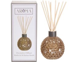 Geurstokjes - Woodbridge - Diffuser - Lege Glazen Geur Verspreider met 50 rotan stokjes (Amber)