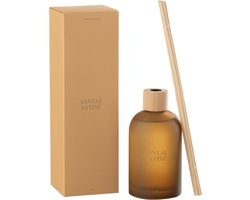 J-Line geurolie + stokjes Accords Essentiels - Santal Satiné - geel - 250 ml