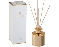 J-Line geurstokjes Excellent - Golden Honey - glas - goud - 150 ml