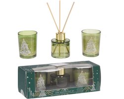 Kerst Geurset - 3-delig - Geurdiffuser - 2x Geurkaars - Kerst - kerst decoratie - geurverspreider - kerst cadeautjes