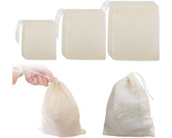 Mmgoqqt 30 Stuks - Katoen Specerijenzakjes - 3 Maten 6x8cm-8x10cm-10x15cm - Zwart - Vacuüm Voor Kruiden Thee Kruiden