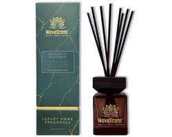 NovaScent® Home Fragrance - Wild Forest (100 ml) - Aged Amber & Woody Musk - Rijke aroma’s - Sterk geconcentreerd - Geurstokjes - Etherische oliën - Aromatherapie - Fragrance Sticks - Huisparfum
