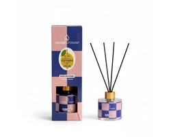 Reed Diffuser Geurstokjes 100ml – Citroen, Bergamot & Basilicum – Luxe Geurverspreider van Glas met Zwarte Stokjes – Fris & Vrolijk Design – Langdurige Geur – Perfect Cadeau voor Elke Gelegenheid