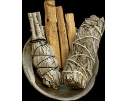 Reinig je huis pakket XL - 2 x Smudge Stick Witte salie - 3 x Palo Santo stick - 1 x Abalone schelp - incl handleiding NL
