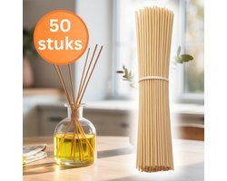 RENALUX Geurstokjes Navulling - Geurverspreiders - Geurdiffuser - Losse Geurstokjes - Bamboe Stokjes - Creëer je eigen Huisparfum - 50 Stuks