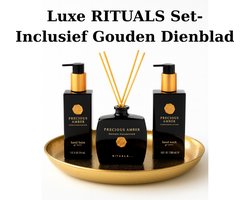 RITUALS Amber Luxury Set - Hand Wash, hand balm & geurstokjes met gouden dienblad
