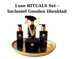 RITUALS Amber Luxury Set - Handzeep, handbalsem, geurstokjes, huisparfum - Gouden dienblad