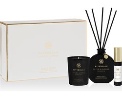 Riverdale - Geschenkset - Lotus & Jasmine - Medium - Wit - Geurstokjes, roomspray en huisparfum