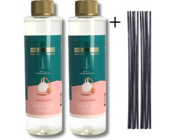 Scentmoods Geurstokjes Navulling Madame Coco Set van 2 + 12 Geurstokjes - Geurverspreider - Luchtverfrisser - Huisparfum - 400ml x 2