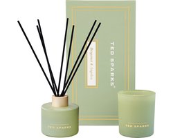 Ted Sparks - Gift Set - Geurkaars & Geurstokjes Diffuser - Bergamot & Angelica