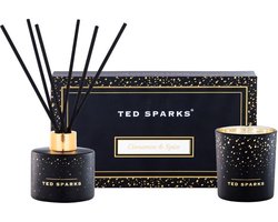 Ted Sparks - Gift Set - Geurkaars & Geurstokjes Diffuser - Cinnamon & Spice