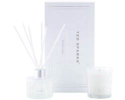 Ted Sparks - Gift Set - Geurkaars & Geurstokjes Diffuser - Fresh Linen