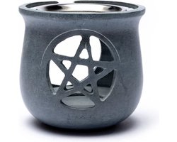 Wierookbrander Pentagram grijs + zeef - 8.5x9 cm