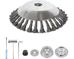 8" Grastrimmer Snijkop | Tuin Grasmaaier | Kegel Staaldraad Wiel | Onkruidborstel | Zeer Efficiënt Strimmer Draad Borstelkop - Geknoopte Draad Voor Dik Gras En Onkruid Snijden