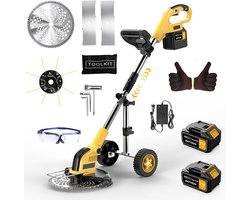Accu Grasmaaier - Akku Grastrimmer - Trimmer met 2 Batterijen - Freischneider & Motorsense - Borstelloze Motor - 2x 3.0Ah Accu & Lader - Telescopische Steel - 800W Vermogen - 240mm Snijdiameter - Snoerloos Tuingereedschap